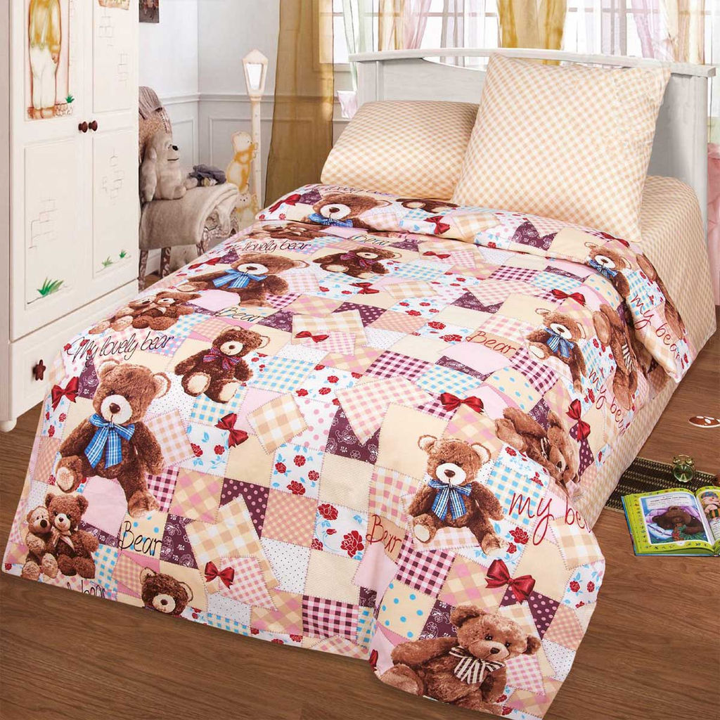 КПБ Бязь "Самойловский текстиль" 1.5 с дет.рисунком - Мой медвежонок 1.5 сп. (нав.70х70)