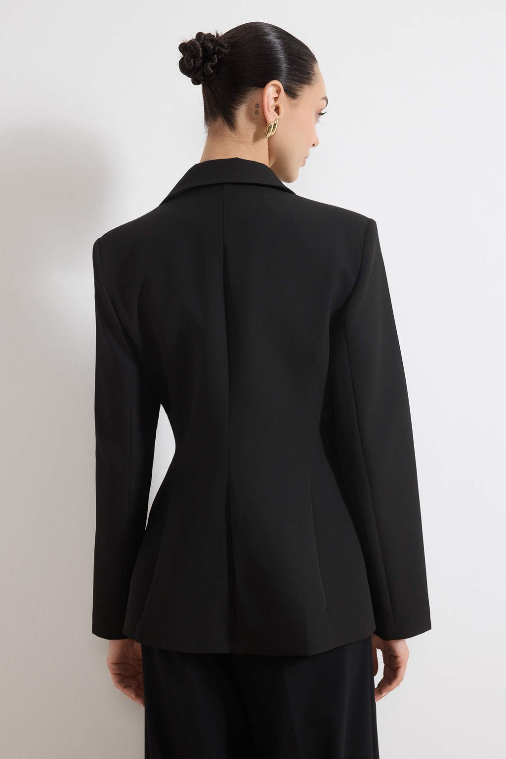 Siyah Kruvaze Kapama Astarl? Fitted Dokuma Blazer Ceket TWOSS26BC00022 - Trendyolmilla фото 4