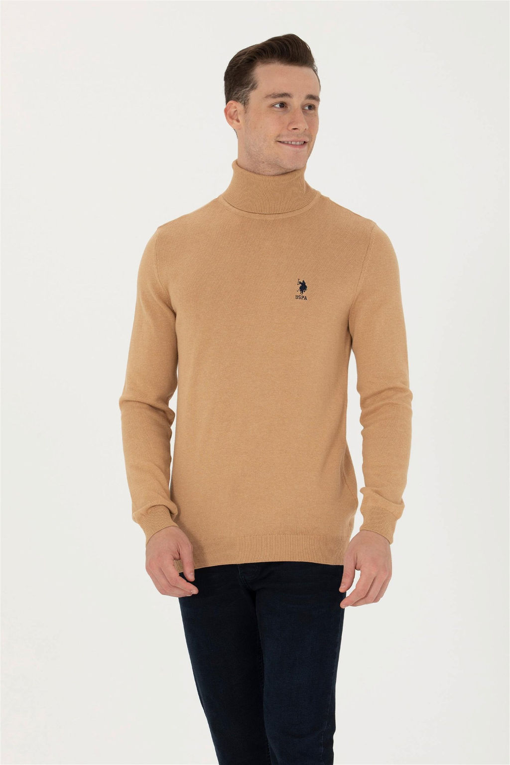 U. S. Polo Assn Мужской базовый свитер песочного меланжа - U.s. polo assn фото 8