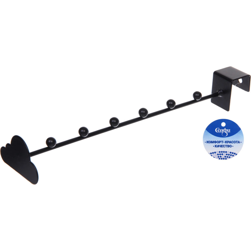 Цена за 4 шт. Вешалка металлическая надверная "ФАРГО", цвет черный, 27*6.1*3.6см (лейбл)