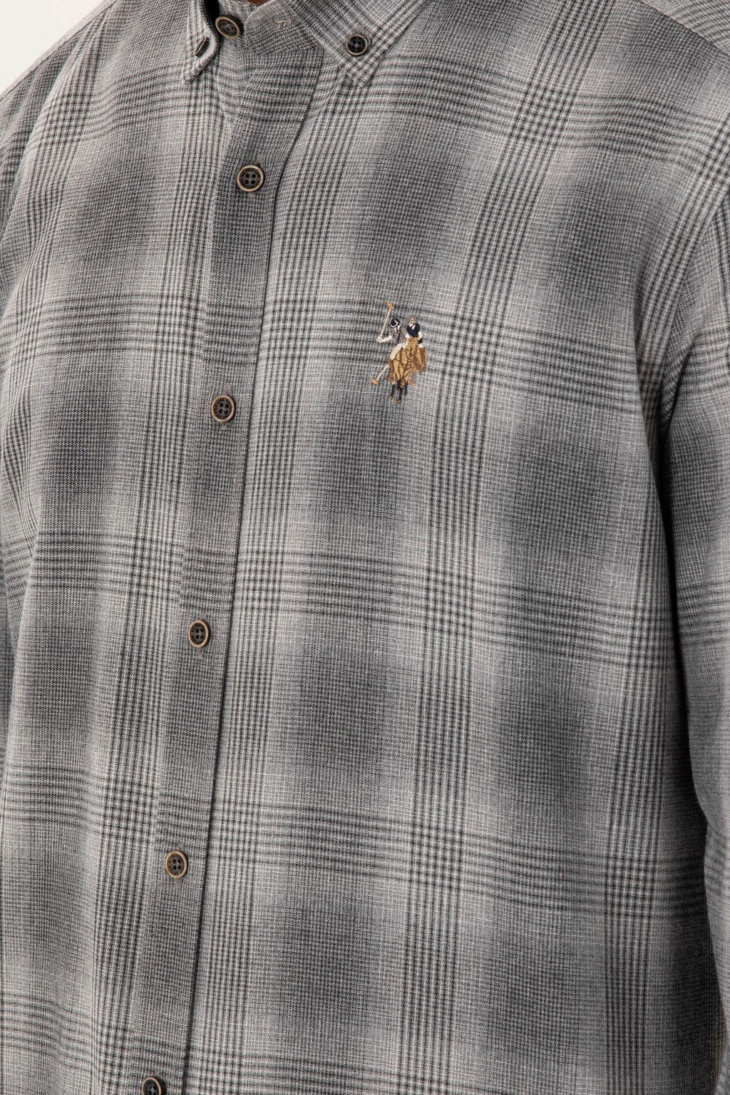 Мужская серая рубашка с длинным рукавом Неожиданная скидка в корзине - U.s. polo assn фото 7