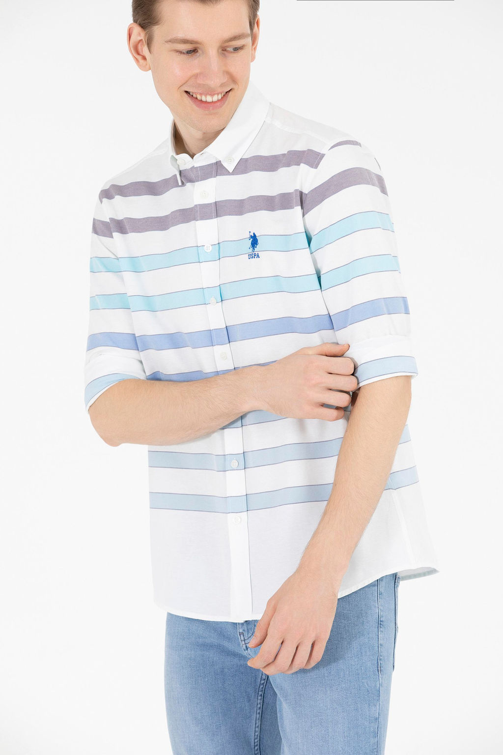 U. S. Polo Assn / Мужская синяя рубашка с длинным рукавом - U.s. polo assn фото 17