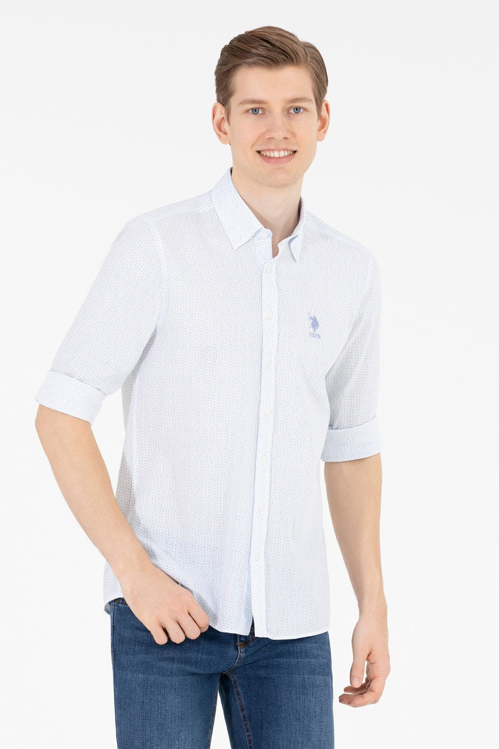 U. S. Polo Assn Мужская белая рубашка с длинным рукавом - U.s. polo assn фото 15