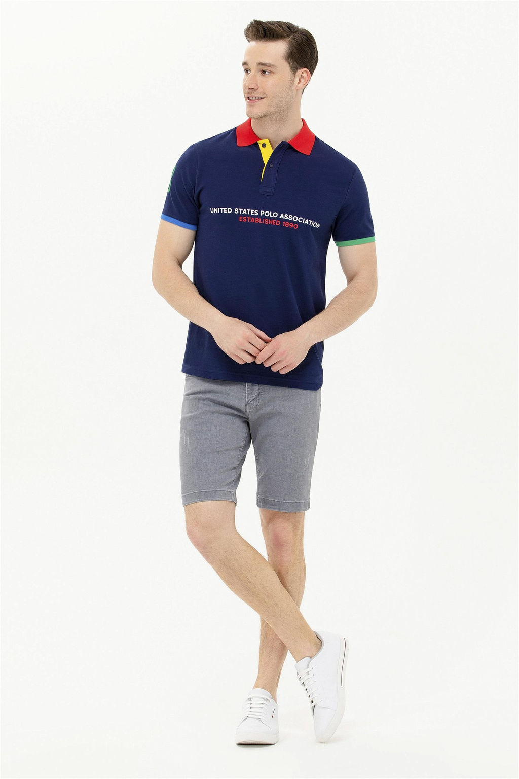 U. S. Polo Assn / Мужская темно-синяя футболка с воротником-поло - U.s. polo assn фото 9