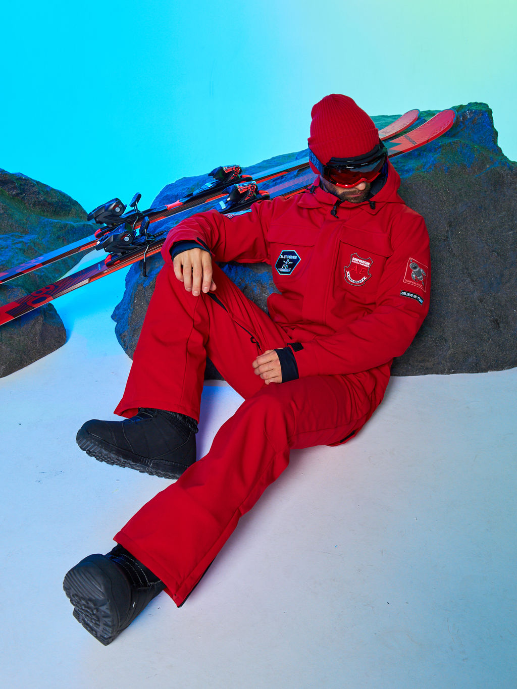 Мужской сноубордический горнолыжный комбинезон Alpha Endless Prometheus 223/230510 RED - Красный