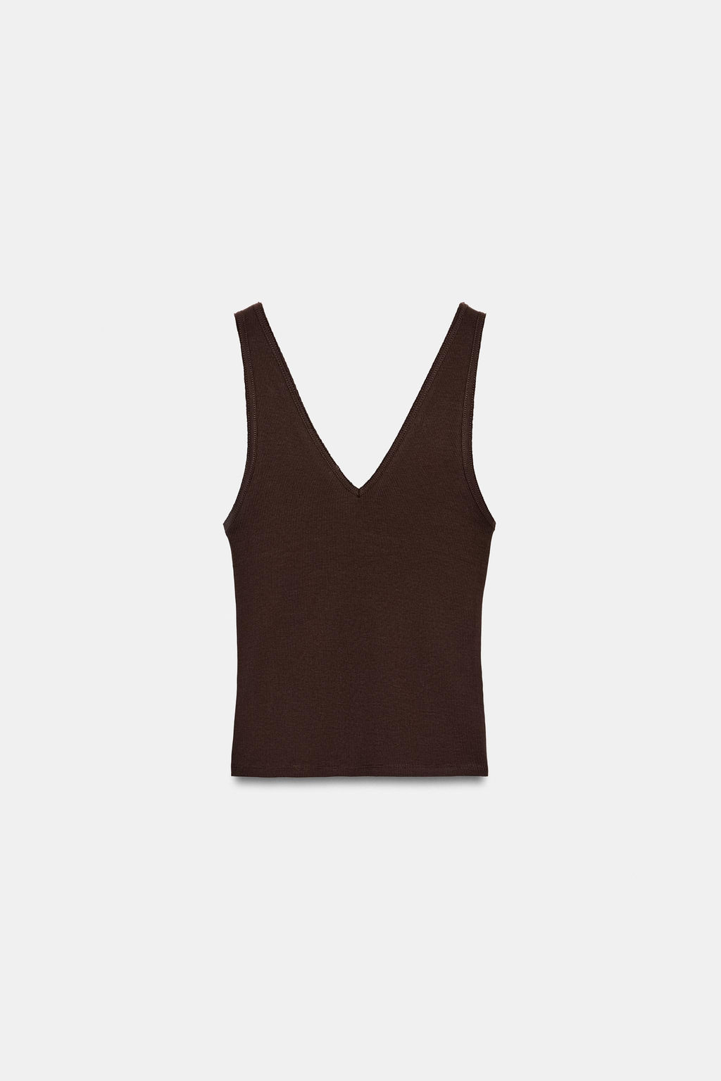 TOP ESCOTE PICO RIB / Marr?n - Zara фото 5
