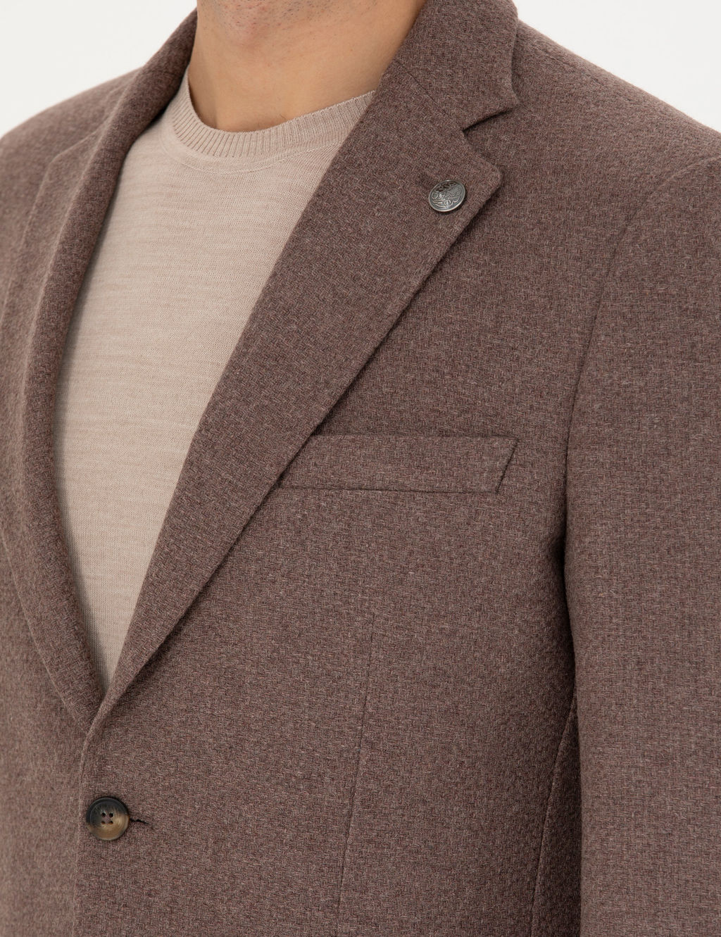Kahverengi Slim Fit Y_n Kar___ml_ Ceket