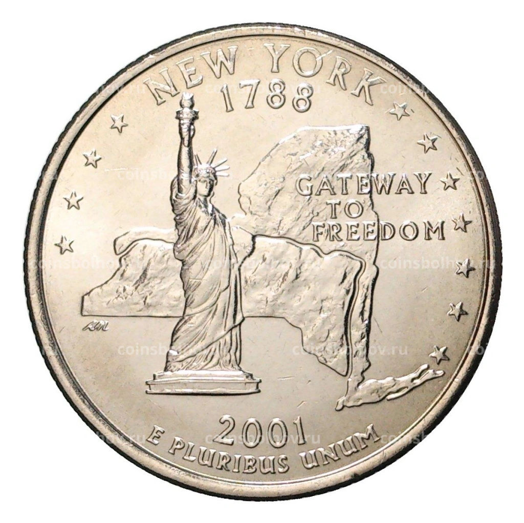 25 центов (1/4 доллара) 2001 года Р США Штаты и территории  Нью-Йорк