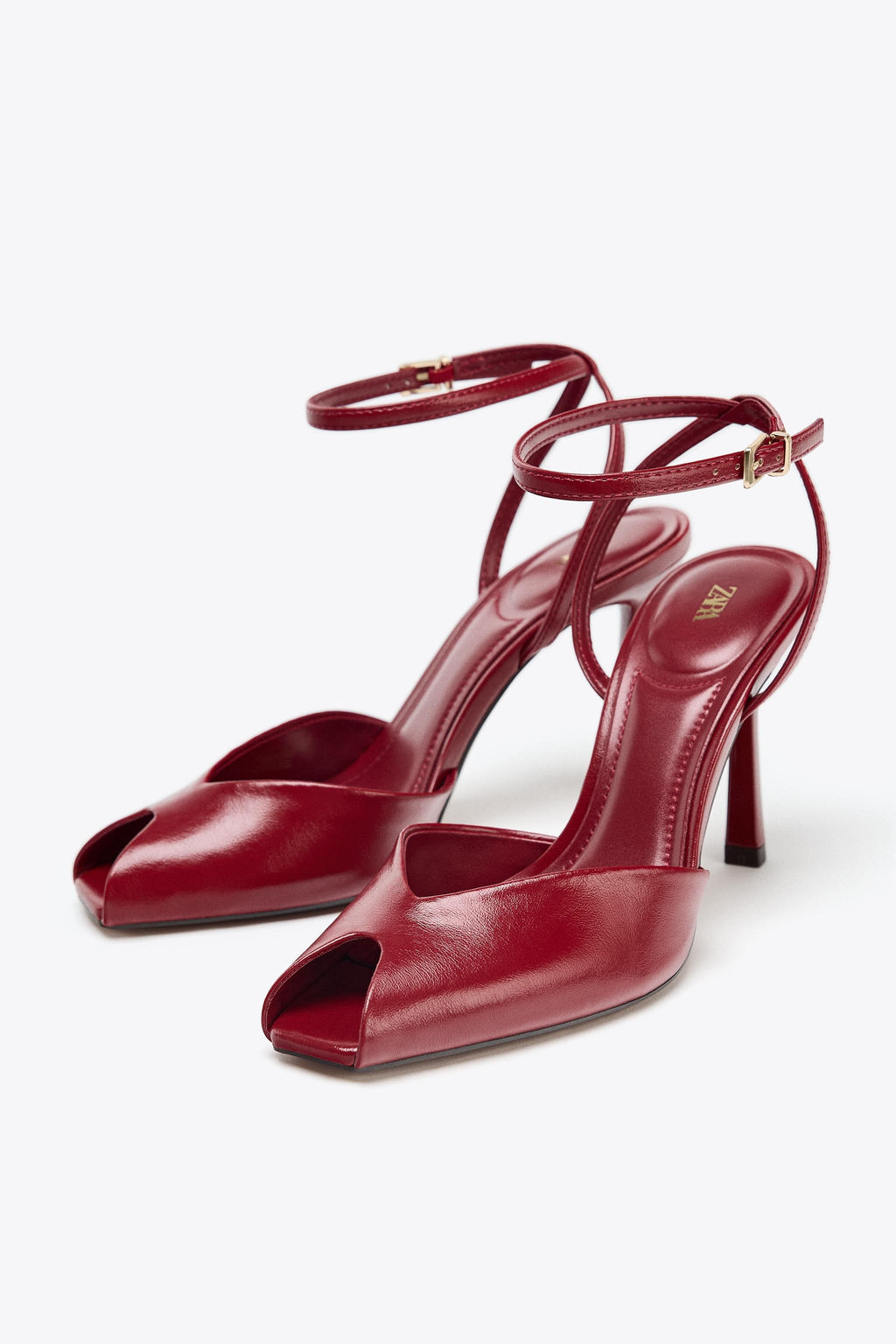 STILETTO HEEL ANKLE STRAP SANDALS