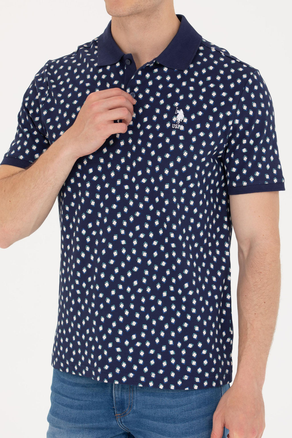 U. S. Polo Assn Мужская темно-синяя футболка с воротником-поло - U.s. polo assn фото 6