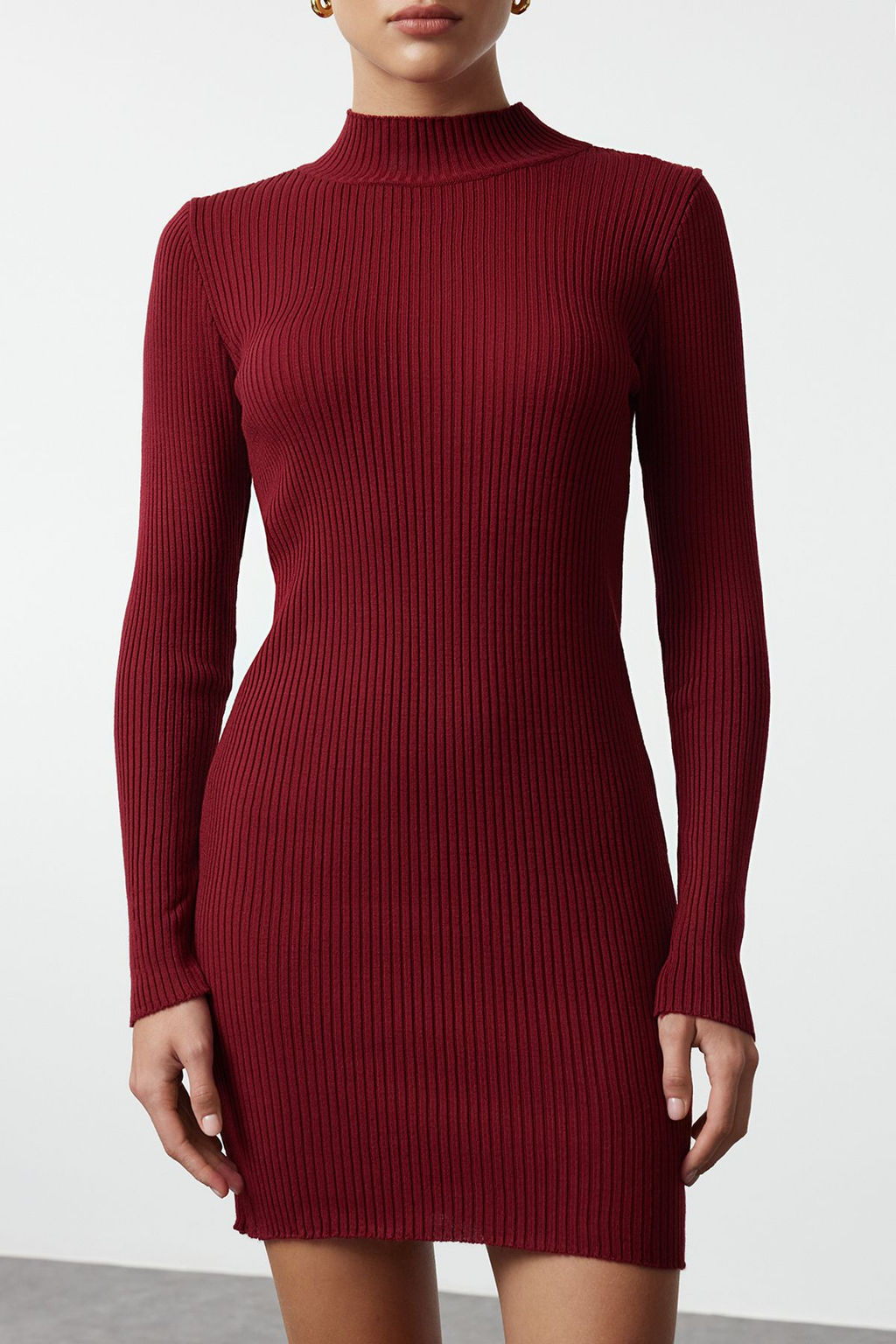 TRENDYOLMILLA Vizon Mini Triko Vucuda Oturan Elbise TWOAW23EL01389 фото 4