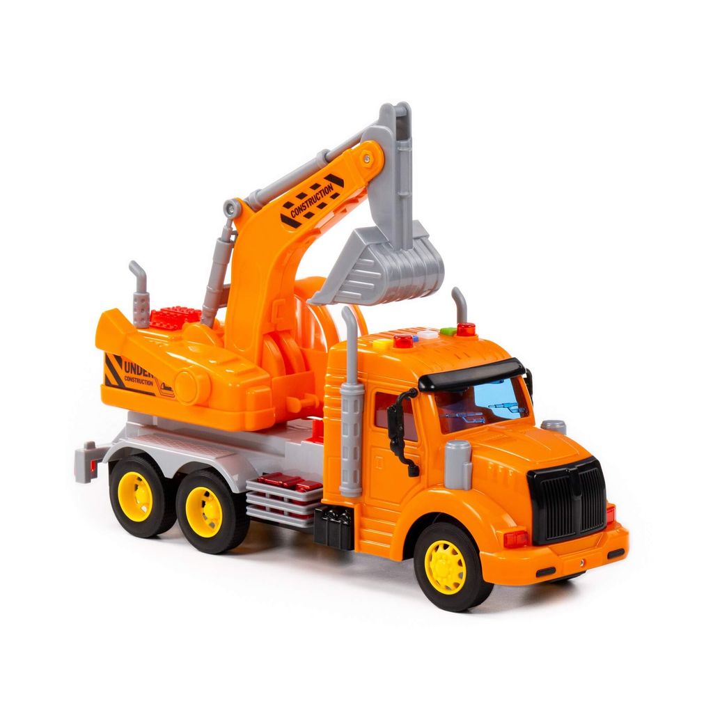 Профи, автомобиль-экскаватор инерционный (со светом и звуком) (оранжевый) (в коробке) - Полесье фото 6