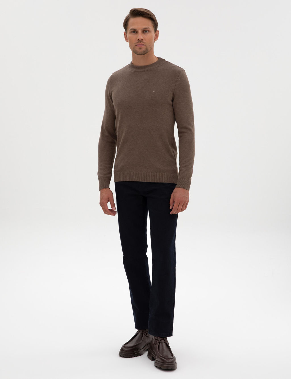 Vizon Melanj Slim Fit _eyrek Yaka Basic Triko Kazak - Pierre cardin фото 4