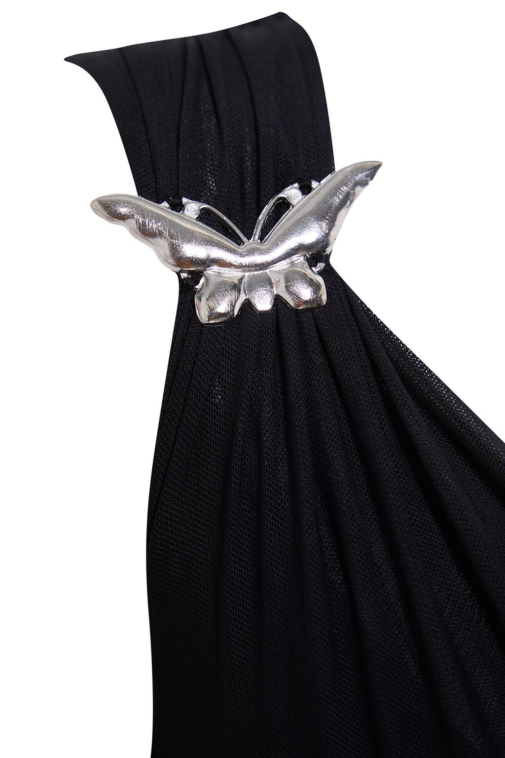 TRENDYOLMILLA Siyah Degaje Yaka Aksesuar Detayl? Astarl? Tul Orme S?k Elbise TPRSS25EL00042  фото 7