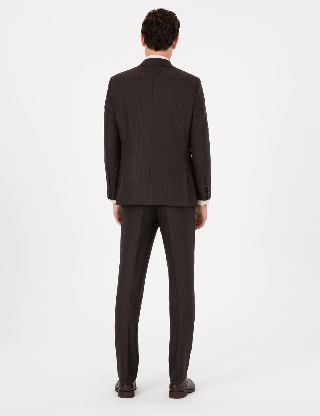 Kahverengi Slim Fit _izgili Tak_m Elbise
