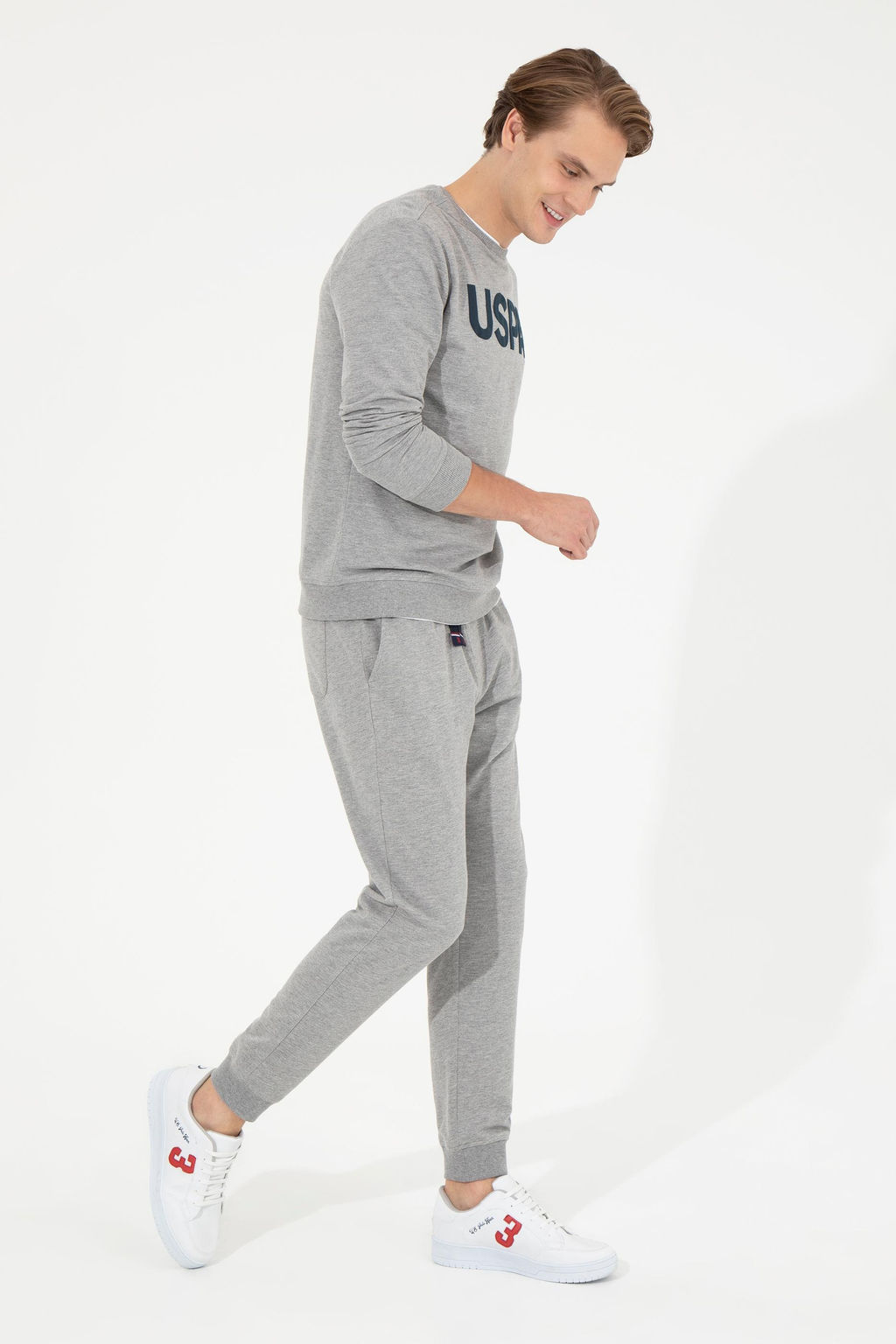 Мужские серые меланжевые спортивные штаны - U.s. polo assn фото 3