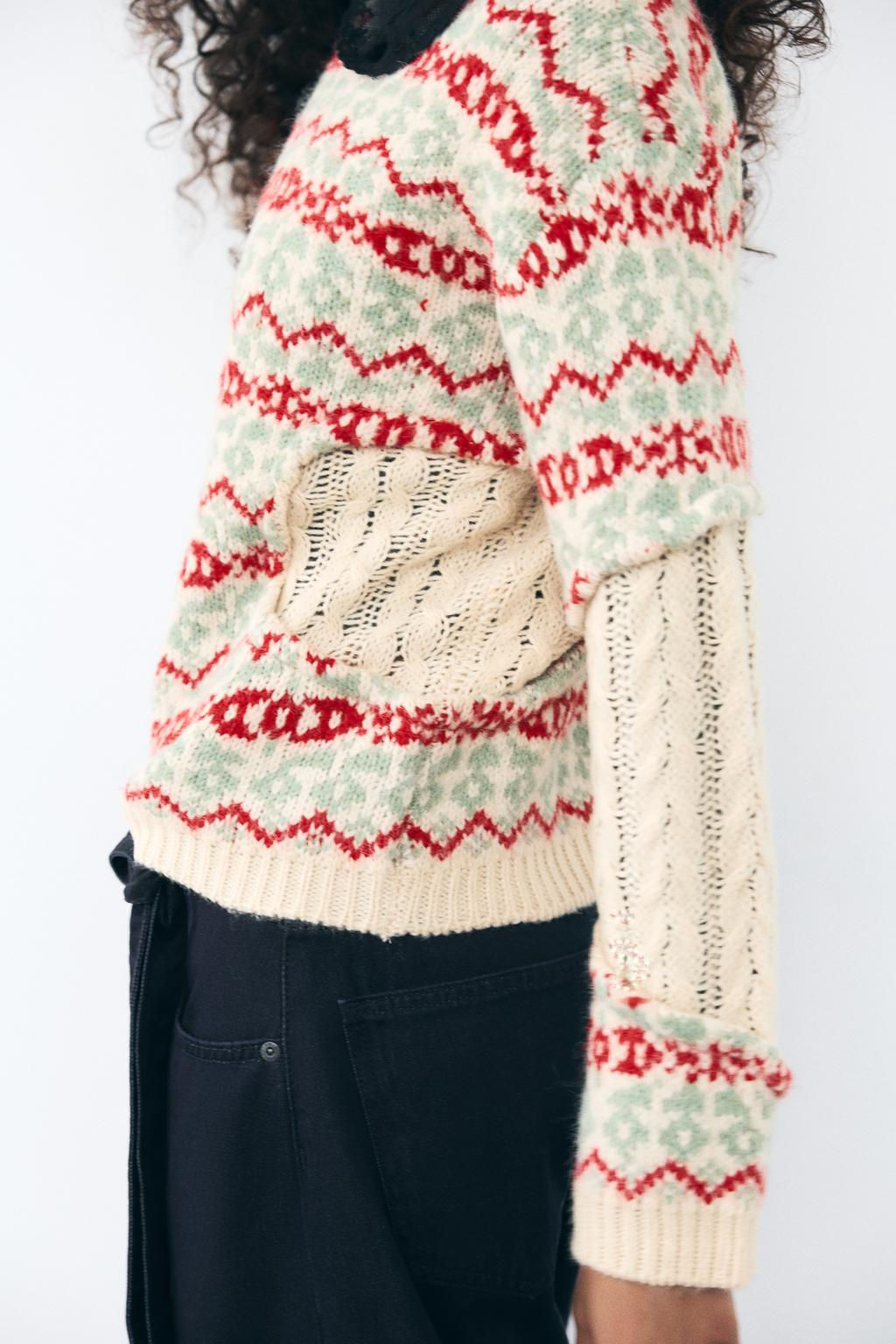 CABLE-KNIT JACQUARD SWEATER - Zara фото 3