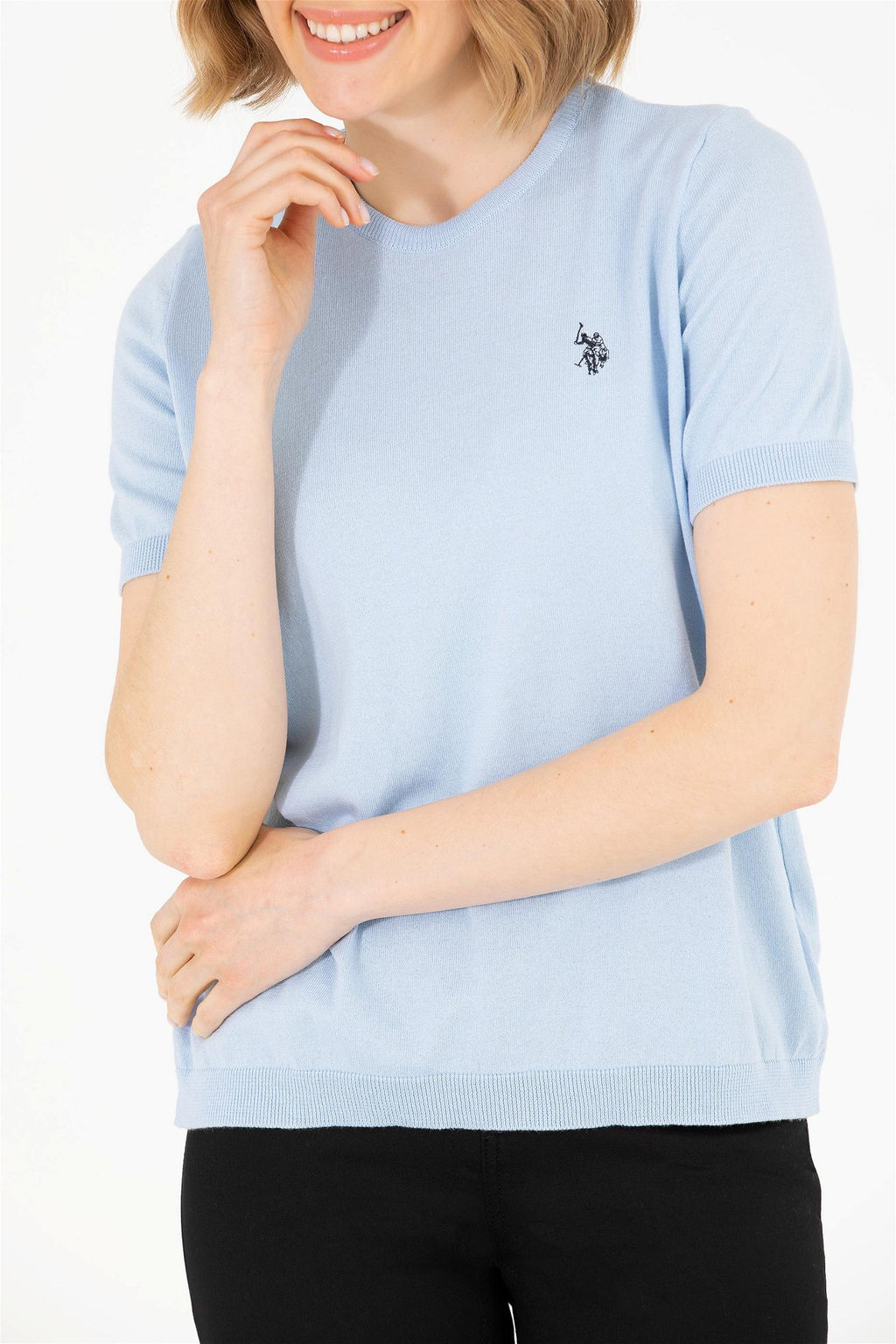 Женский голубой свитер с круглым вырезом Неожиданная скидка в корзине - U.s. polo assn фото 6