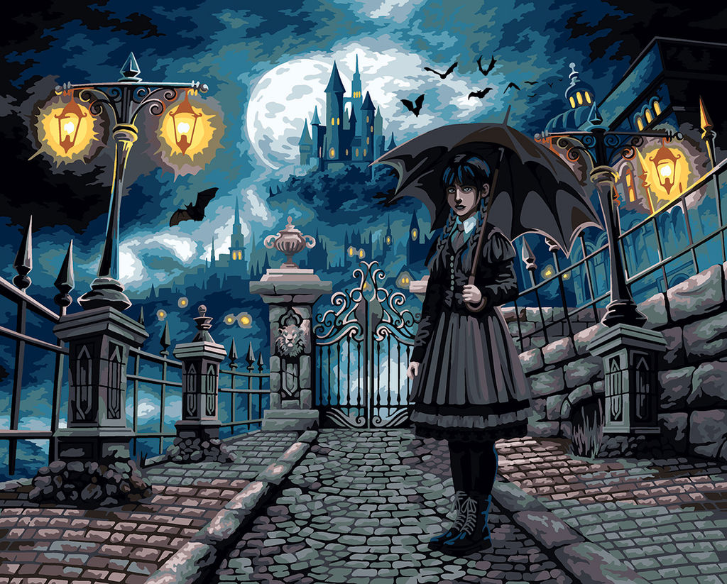 ФРЕЯ PNB/PLDD-191 Набор для раскрашивания по номерам ( со светодиодами ) 50 х 40 см Замок тьмы