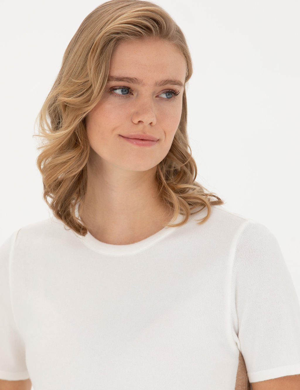 Ekru Slim Fit Bisiklet Yaka Triko Ti__rt - Pierre cardin фото 2