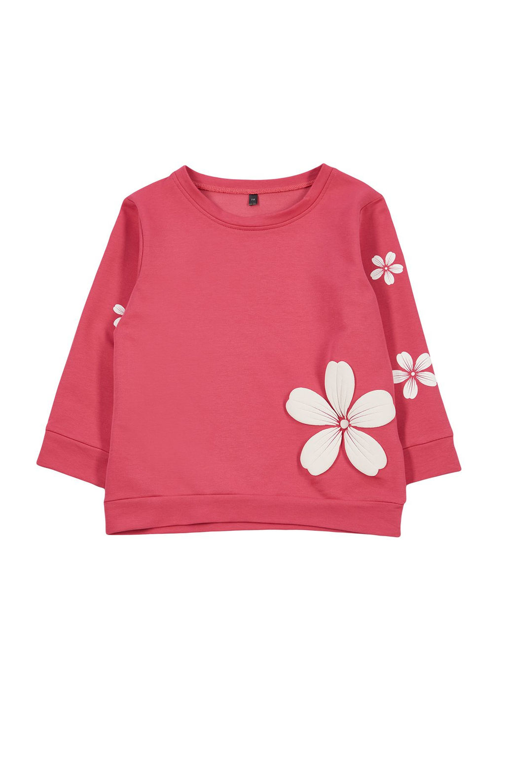Fusya K?z Cocuk Mevsimlik-Ince Cicek Desenli Orme Sweatshirt TKDAW25SW00001