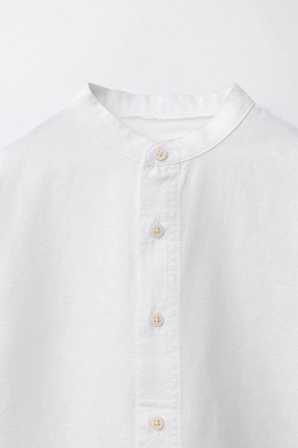 CAMISA CUELLO MAO CON LINO Y ALGOD?N / Blanco - Zara фото 4