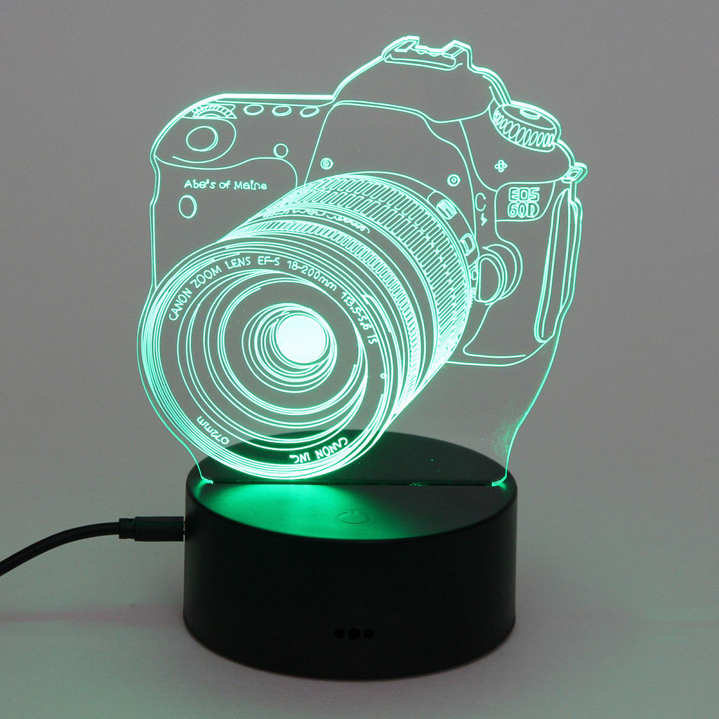 Цена за 2 шт. Светильник ночник "3D-Фотоаппарат" на пластиковой подставке, с включателем USB