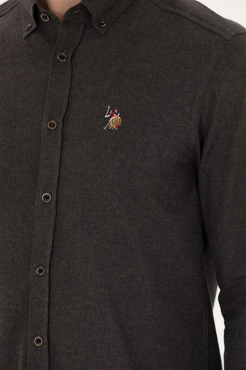 U. S. Polo Assn / Мужская черная базовая рубашка с длинным рукавом - U.s. polo assn фото 7