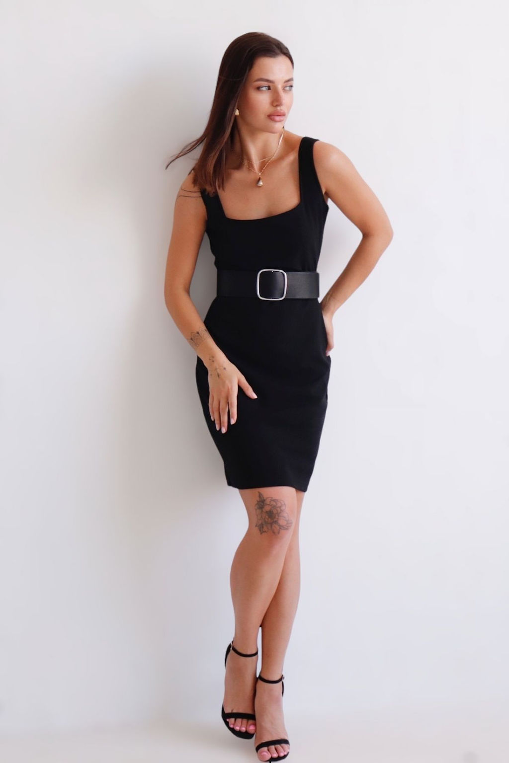 Платье с вырезом каре чёрное - Martichelli фото 10