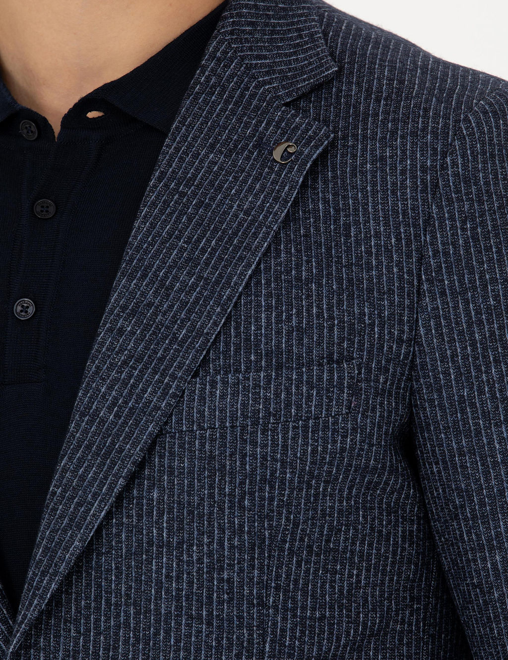 Lacivert Ex.Slim Fit Y_n Ka_mir Kar___ml_ _izgili Ceket