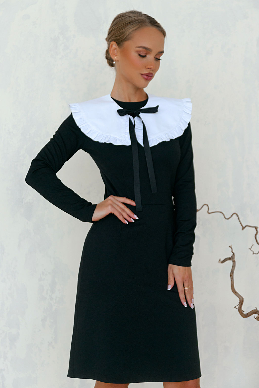 Платье Open Style 5006 черный/белый