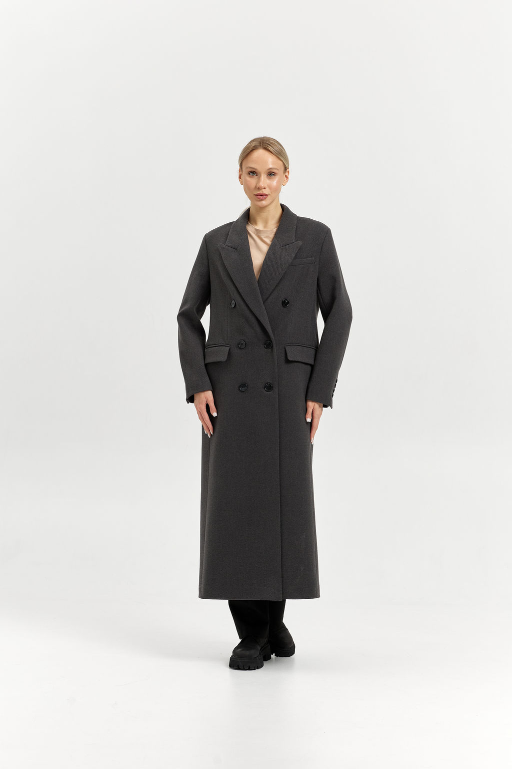 Пальто женское демисезонное 26830 (базальт/рубчик) - Kankan фото 5