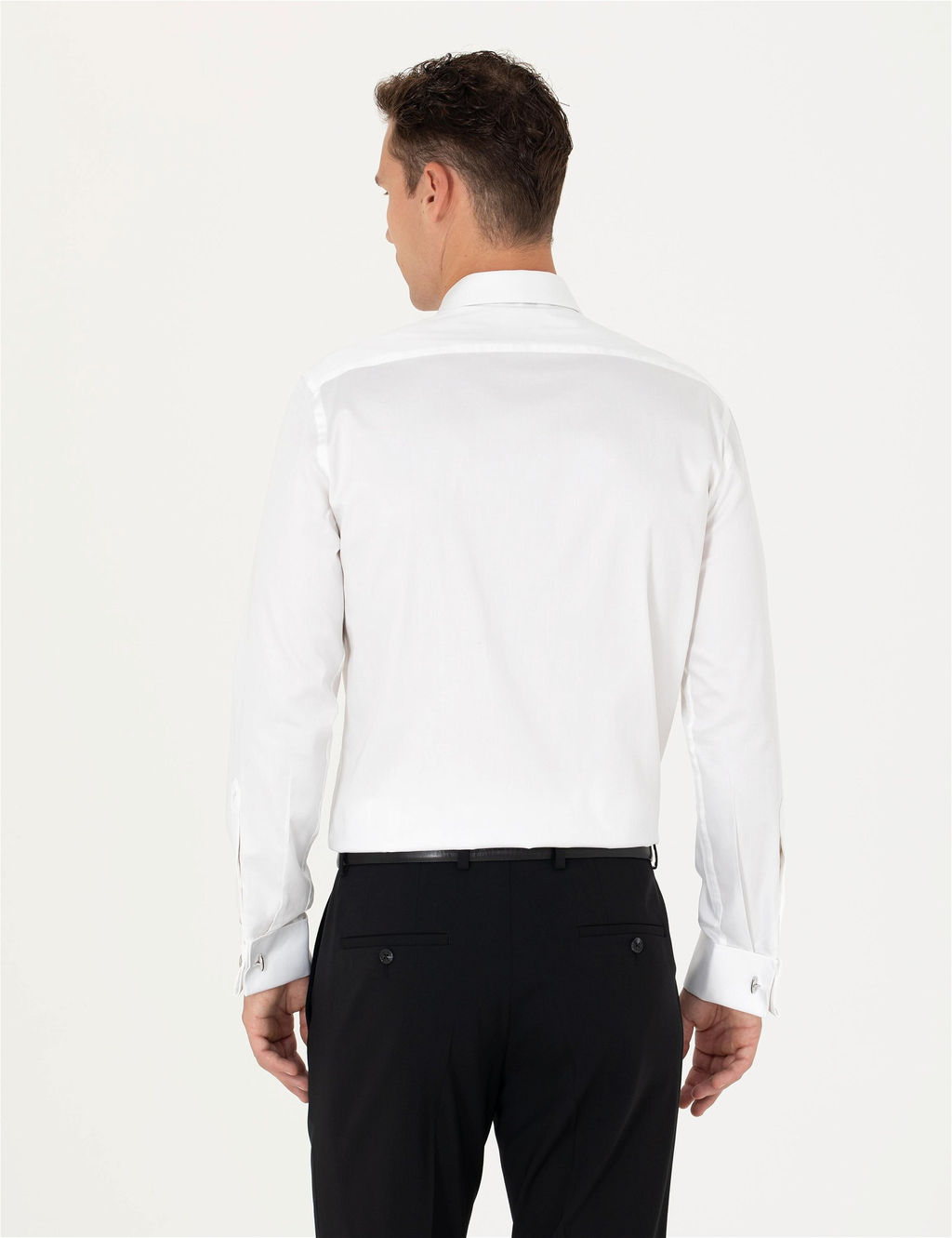 Beyaz Slim Fit Uzun Kollu Basic G_mlek