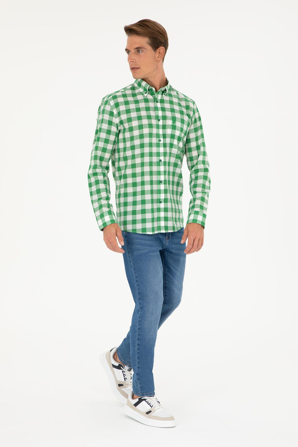 Мужская зеленая рубашка с длинным рукавом Неожиданная скидка в корзине - U.s. polo assn фото 4