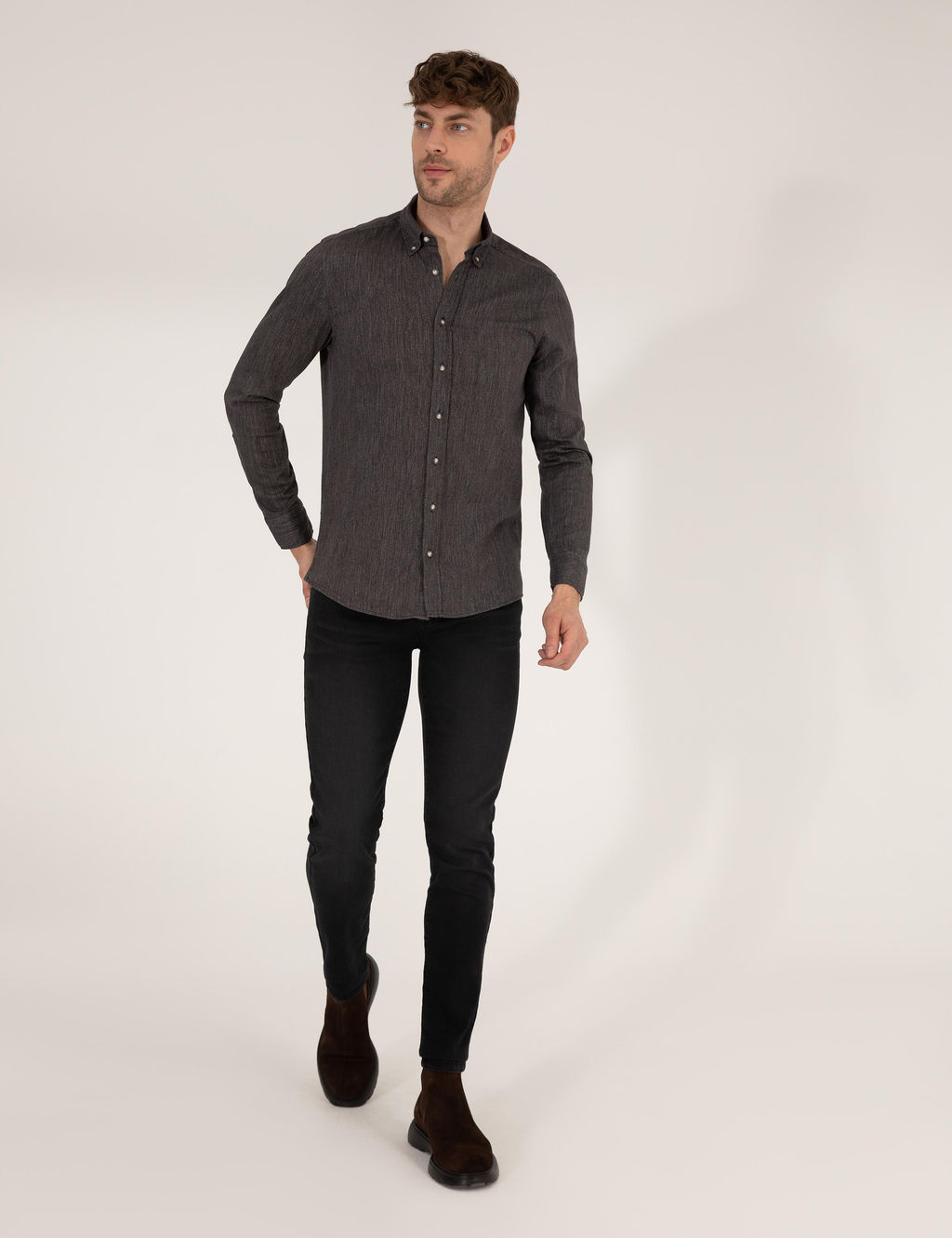 Siyah Slim Fit Uzun Kollu G_mlek - Pierre cardin фото 4