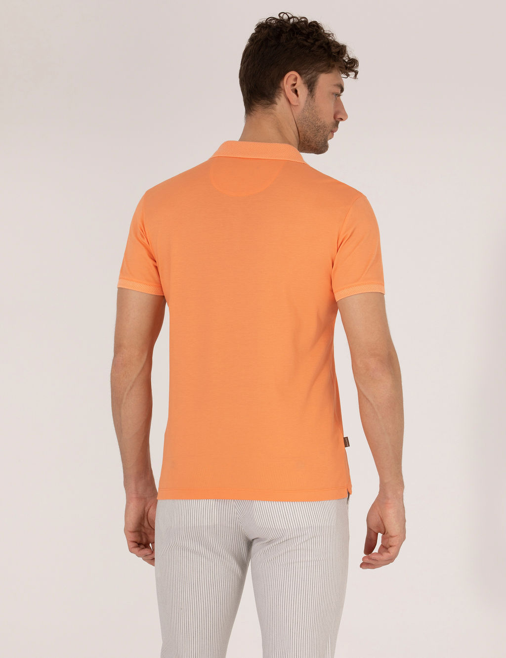 A__k Turuncu Slim Fit %100 Pamuk Polo Yaka Merserize Ti__rt