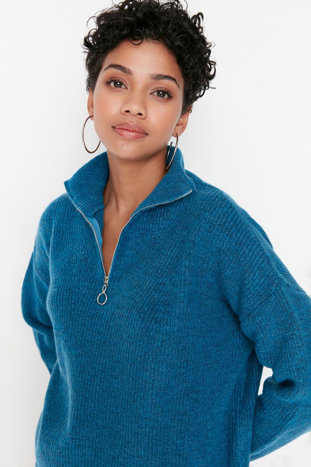 Antrasit Couple Yumusak Dokulu Fermuarl? Triko Kazak TWOAW20XS0009 - Trendyolmilla фото 17