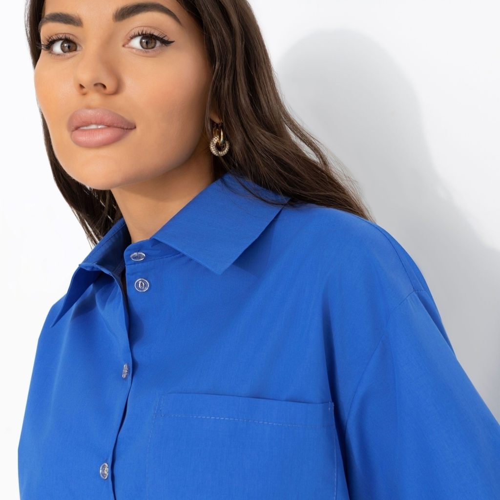 Рубашка с декоративной спинкой, Создала себя сама (синяя) - Charutti фото 3