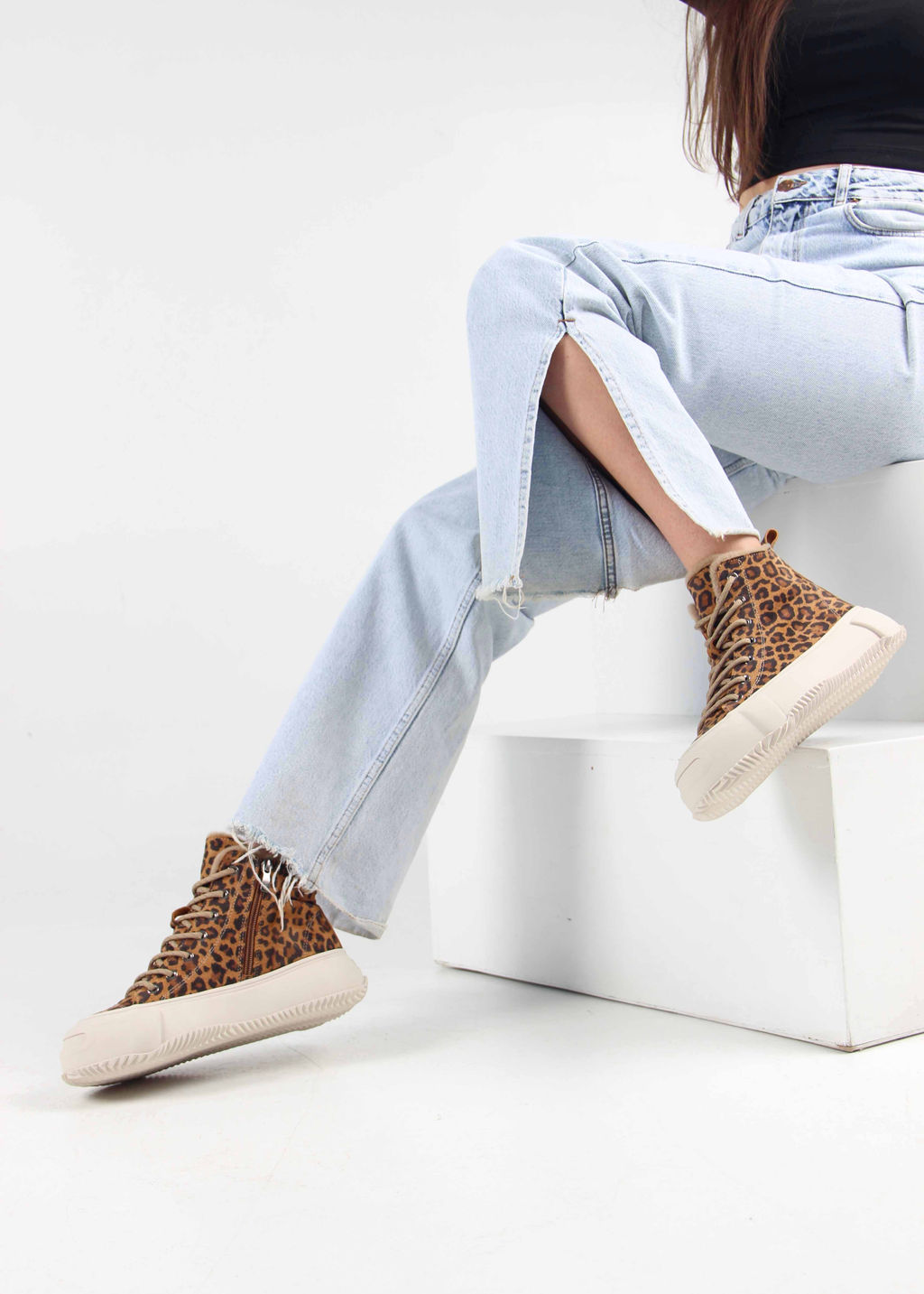 Ботинки 217.PODYUM151be. коричневый леопард замша/Шерсть