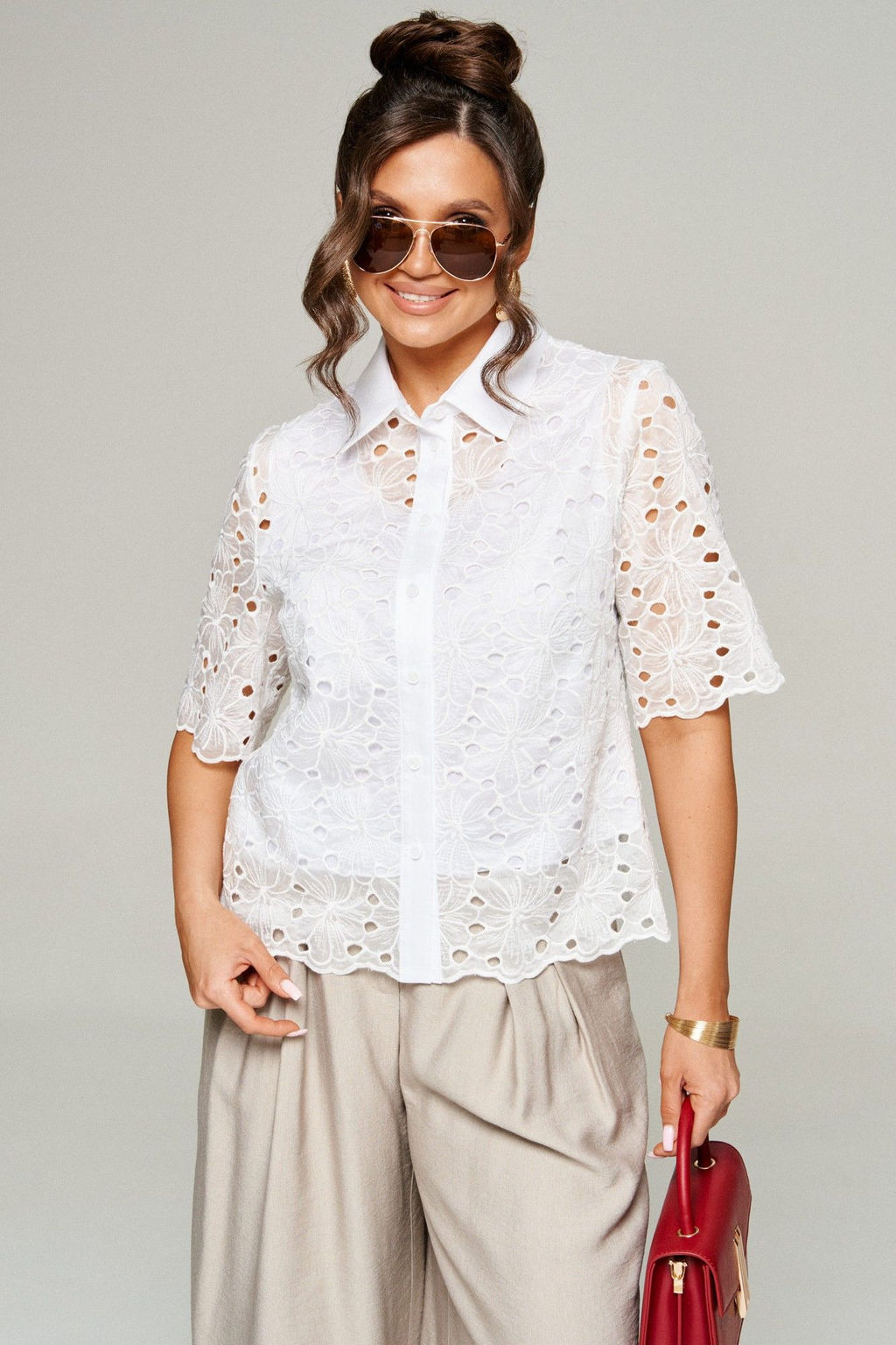 Комплект 6323 белый+песок, Брюки, Блуза - B&F фото 5