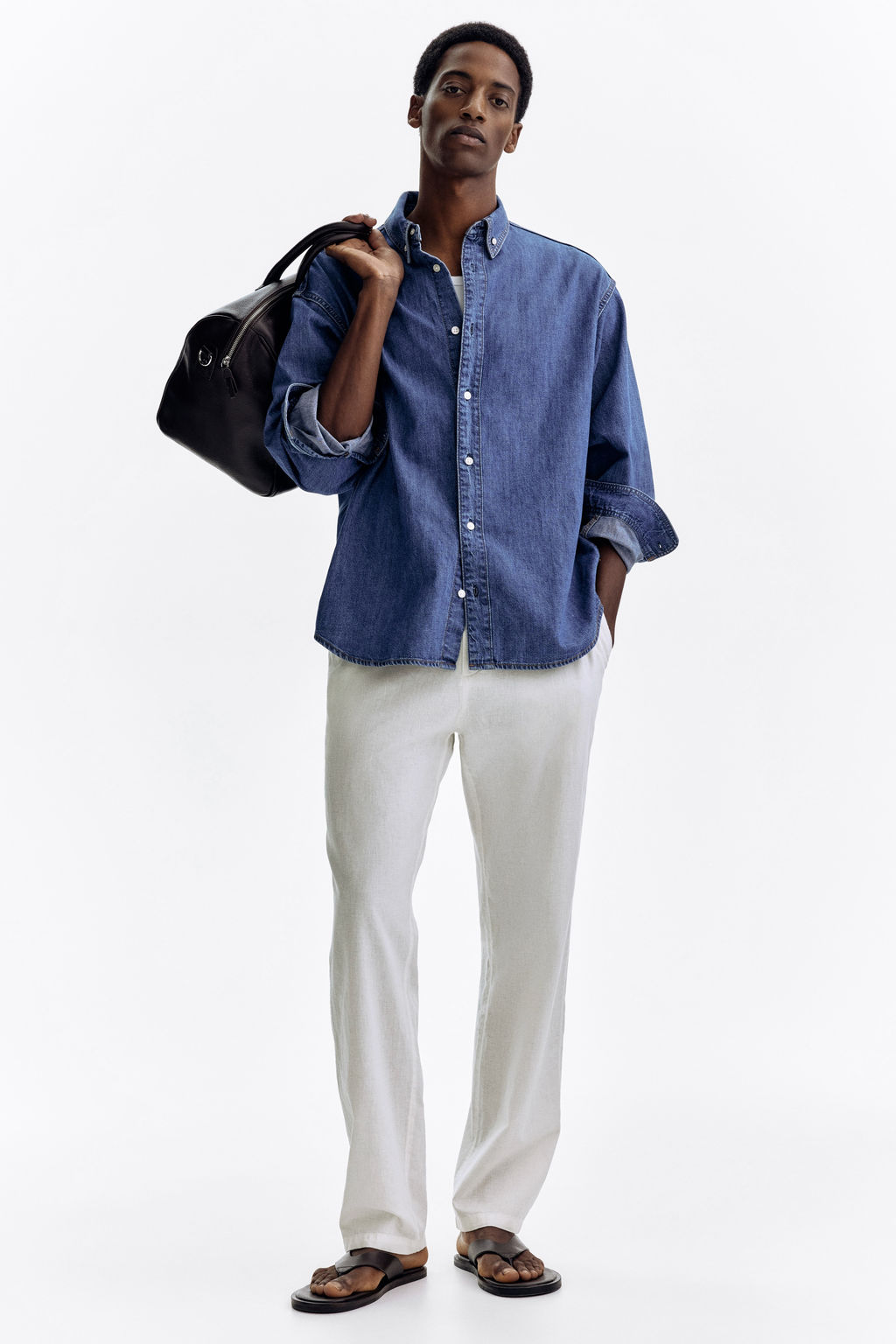 Pantal?n en mezcla de lino Regular Fit - H&m фото 6