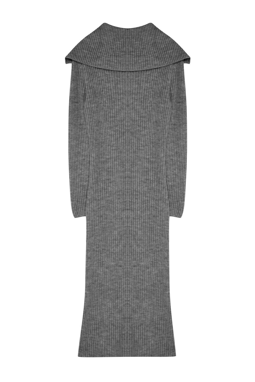 TRENDYOLMILLA Antrasit Midi Triko Yumusak Dokulu Devrik Yaka Elbise TWOAW25EL00016  фото 7