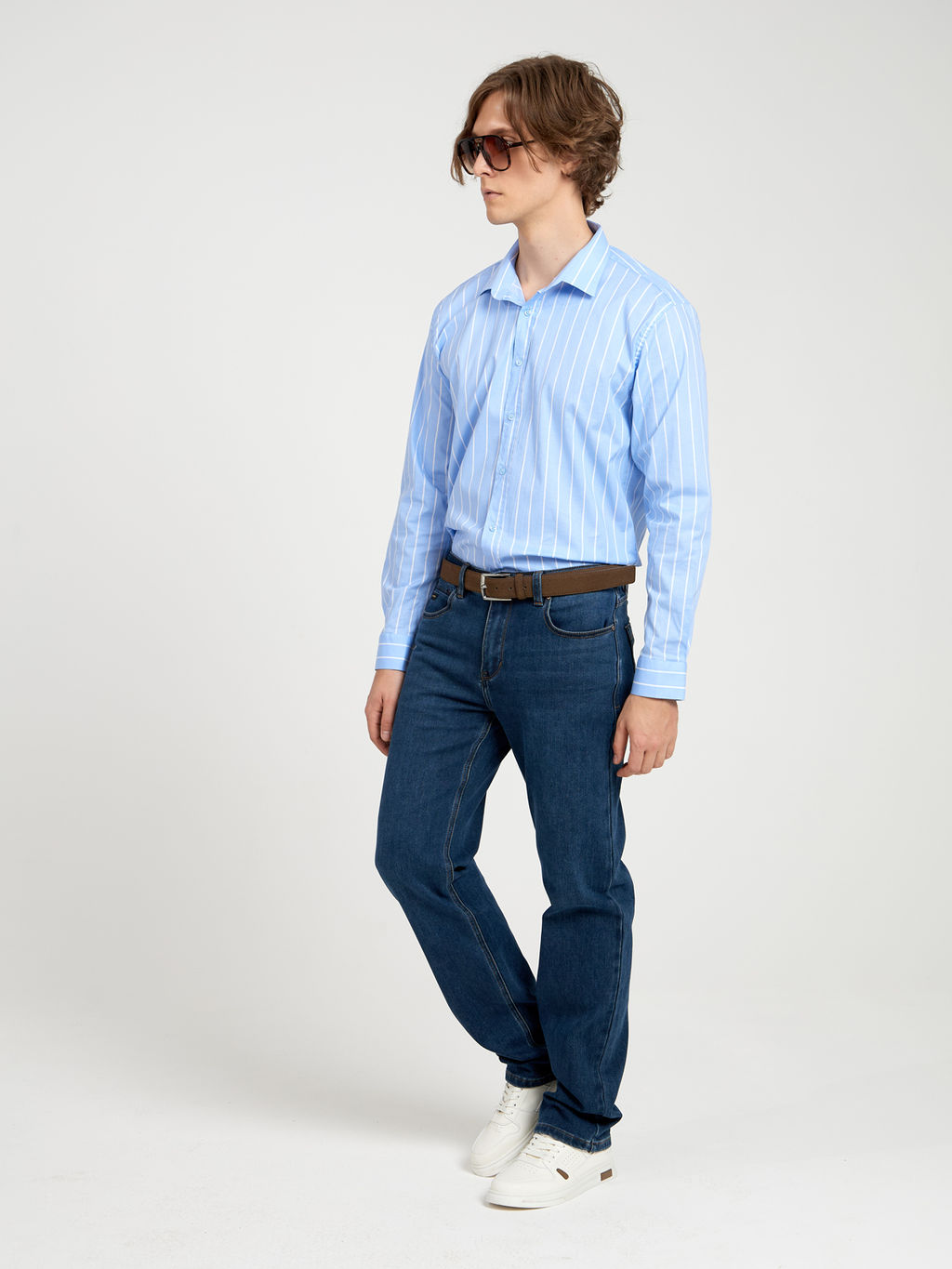 Утепленные мужские джинсы широкого кроя с начесом MOSSMORE