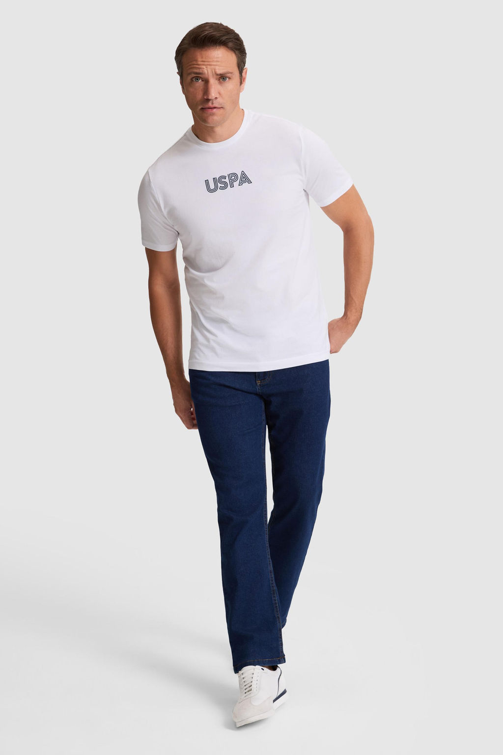 Erkek Beyaz Regular Fit Bisiklet Yaka Basic Ti__rt
