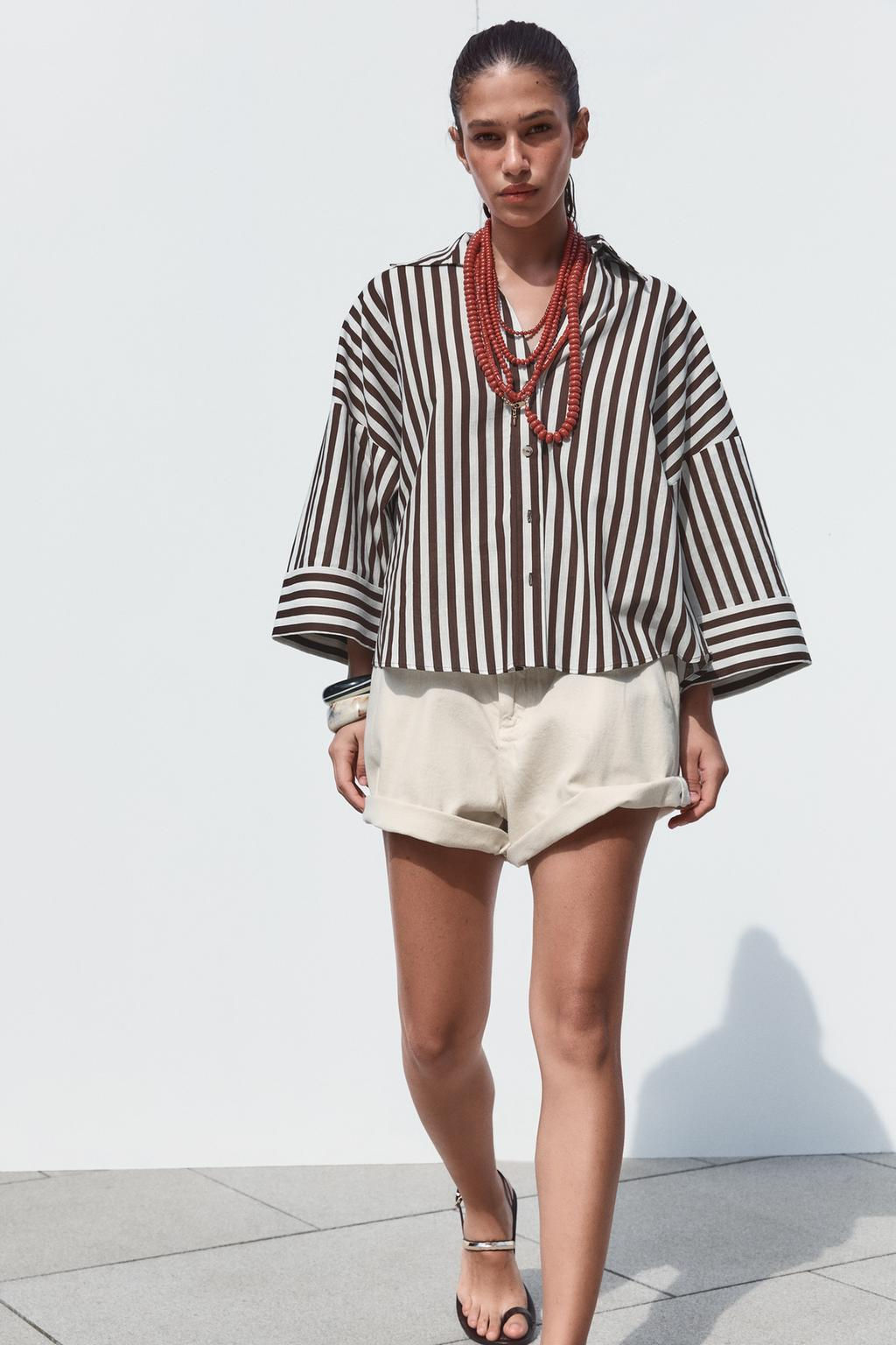 WIDE-SLEEVE LINEN BLEND SHIRT - Zara фото 3
