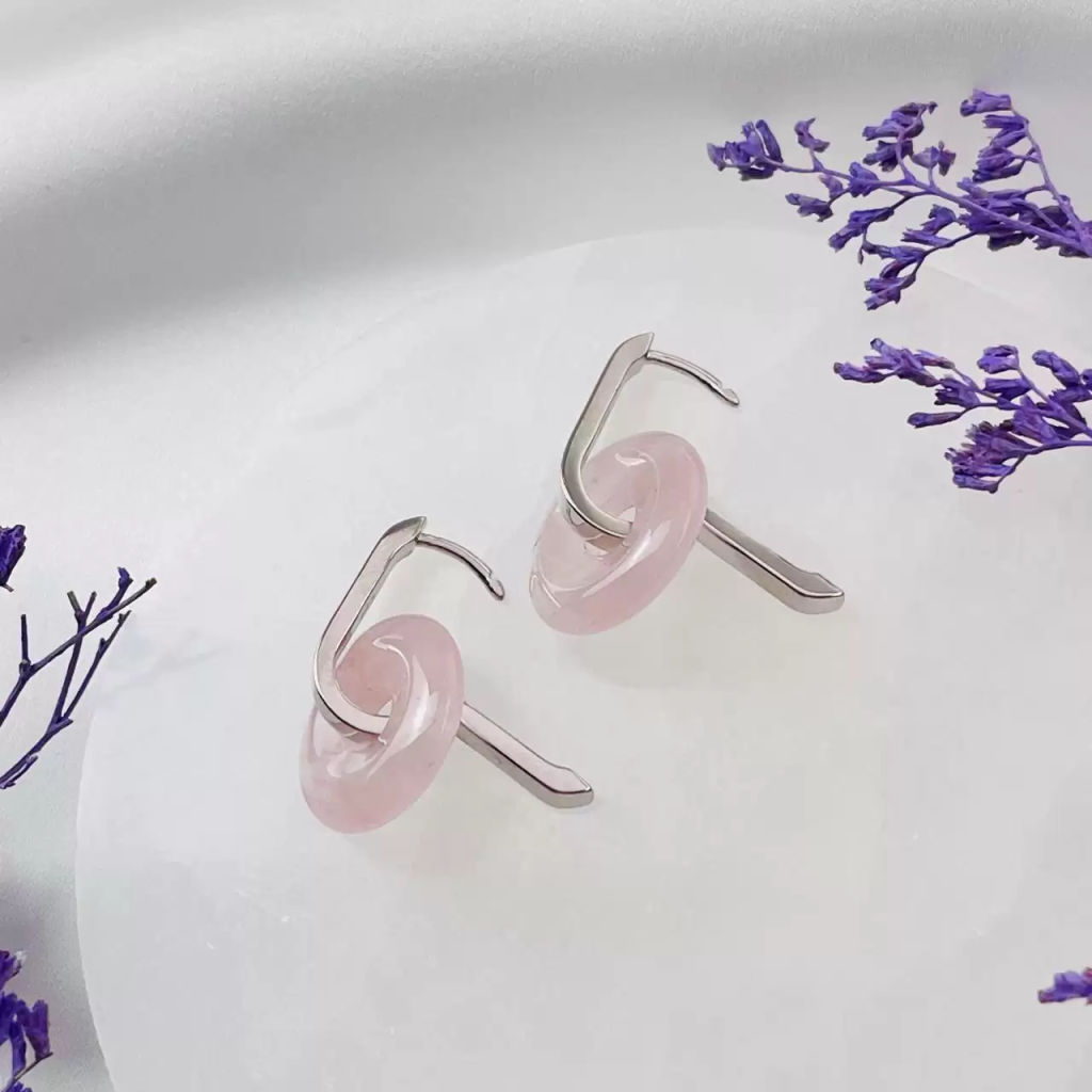 Серьги с Розовым кварцем