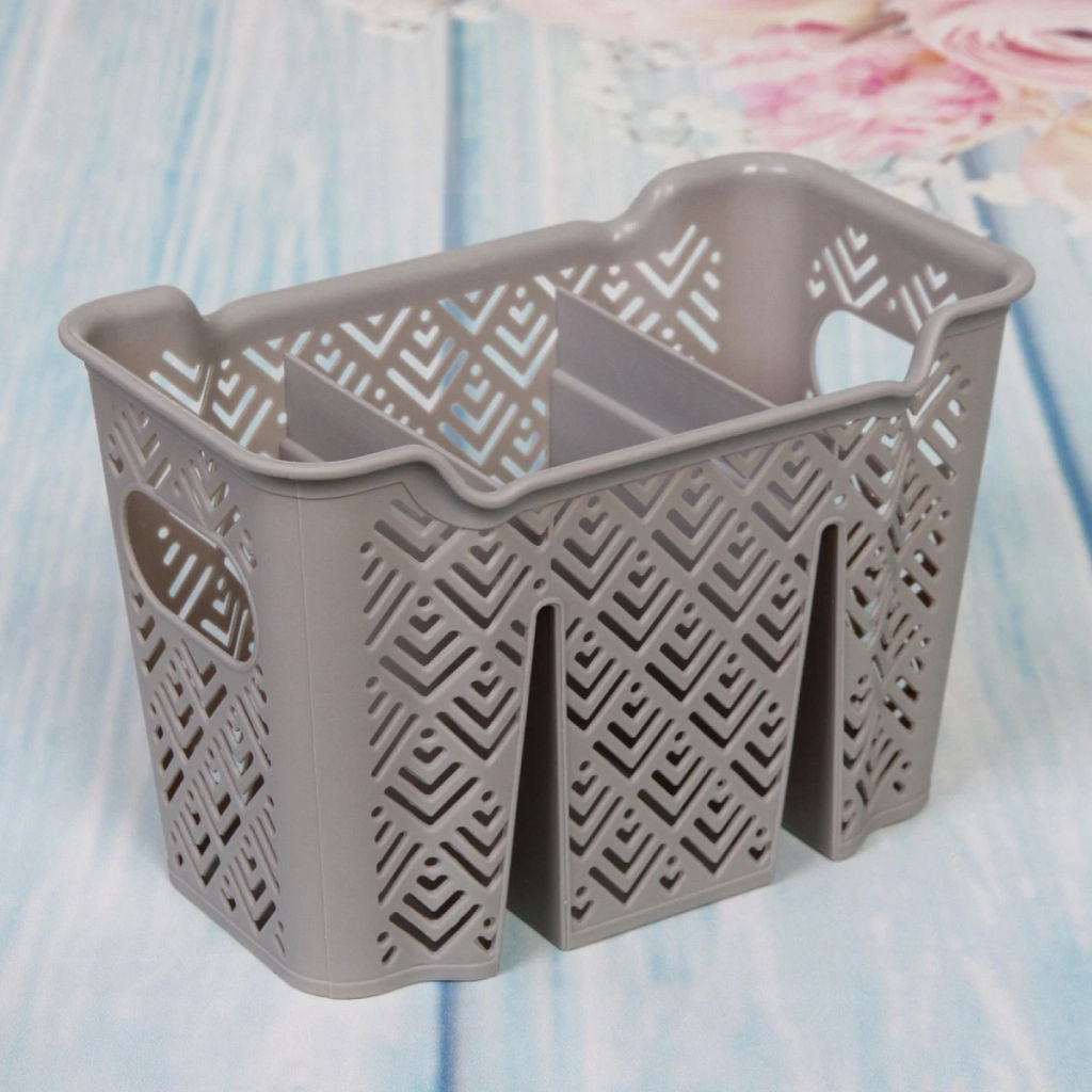 Цена за 5 шт. Подставка для столовых приборов пластиковая "Ромбы" 19*11*12см 3секции