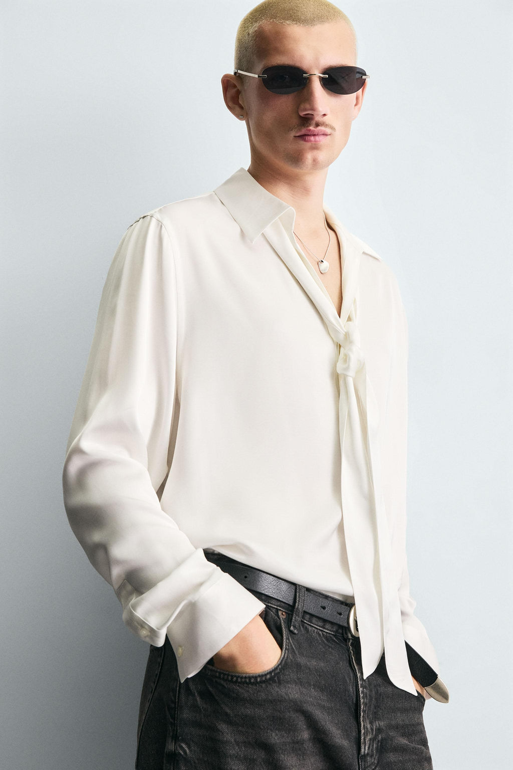 FLOWING SHIRT WITH TIED DETAIL - Zara фото 5
