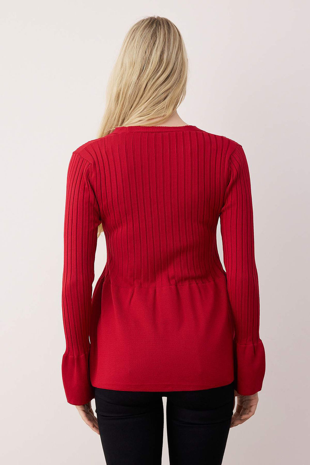 K?rm?z? Peplum Detayl? Triko H?rka TWOAW26HI00271 - Trendyolmilla фото 4