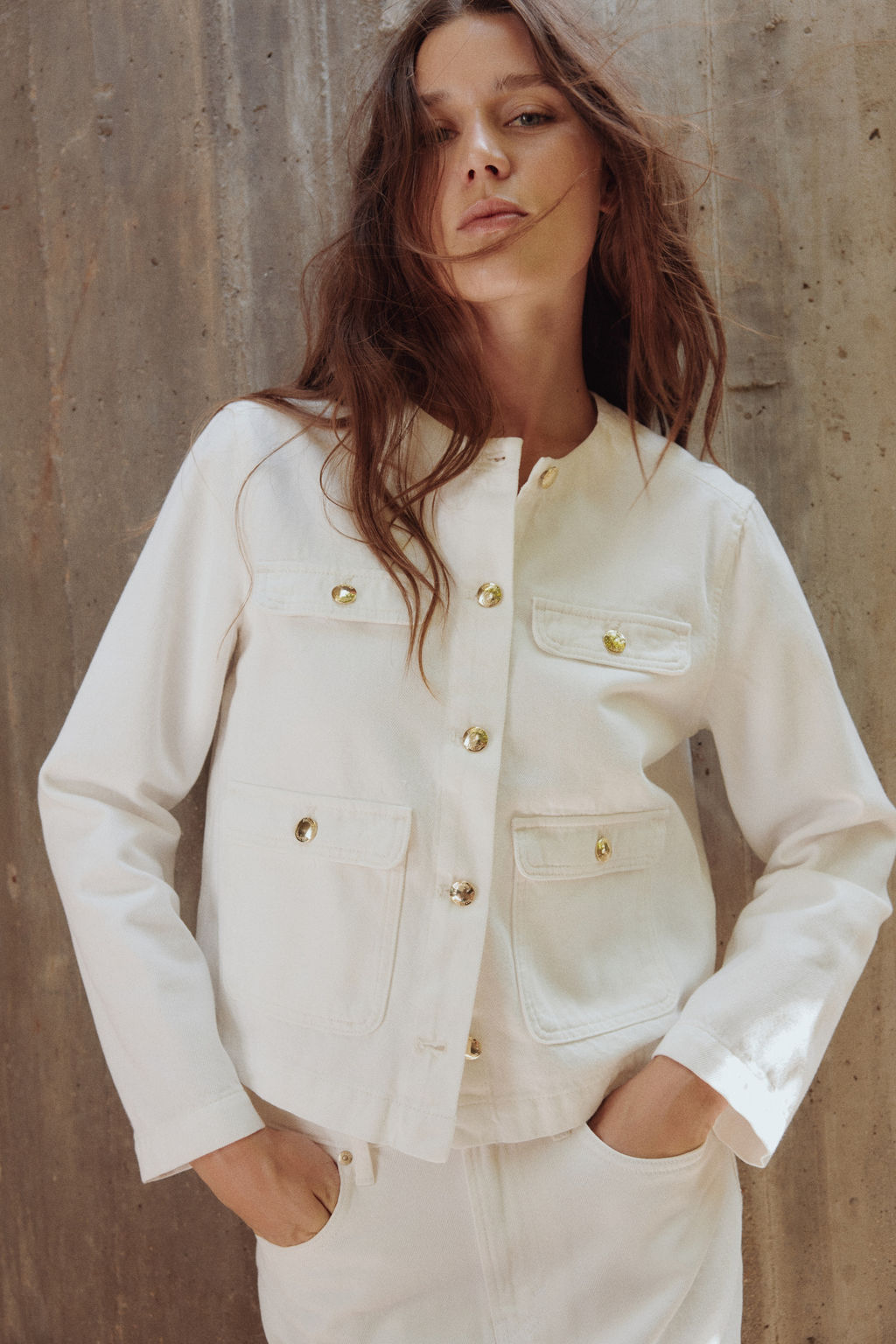 Chaqueta denim sin cuello - H&m фото 7